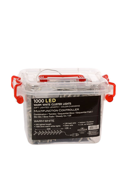 33Ft 1000 Light Led Cluster Garland Warm White