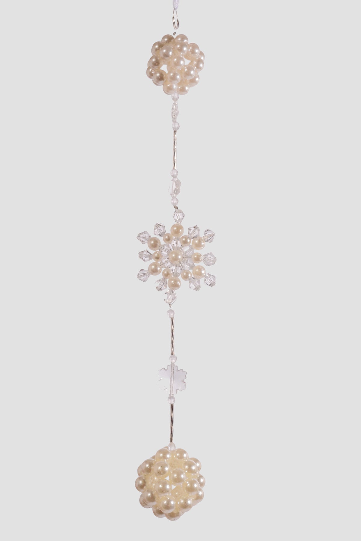 14" Pearls Beads Hanging Balls/Snowflakes Ivory