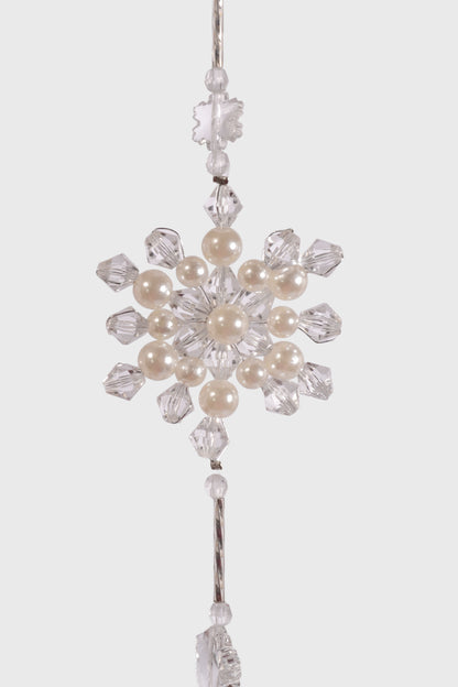 14" Pearls Beads Hanging Balls/Snowflakes Ivory
