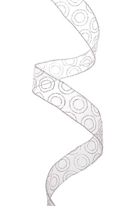 1-1/2" x 50Yds Wired Jupiter Ribbon White/Silver