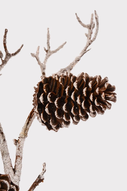 43.5" Snowed Plastic Pinecone Branch Brown/White