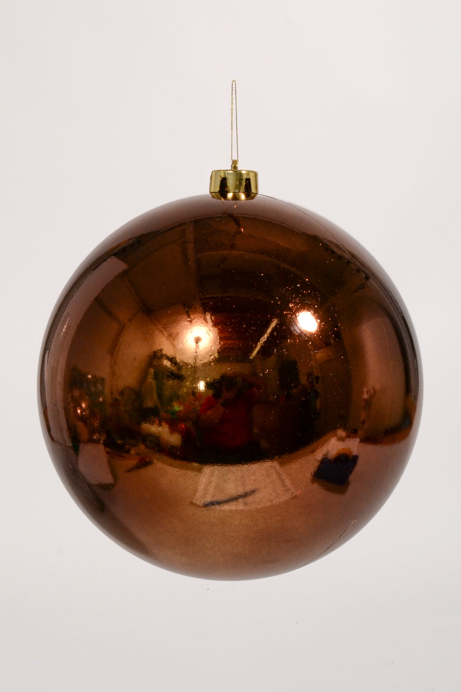 200Mm Shiny Plastic Ball Ornament Brown