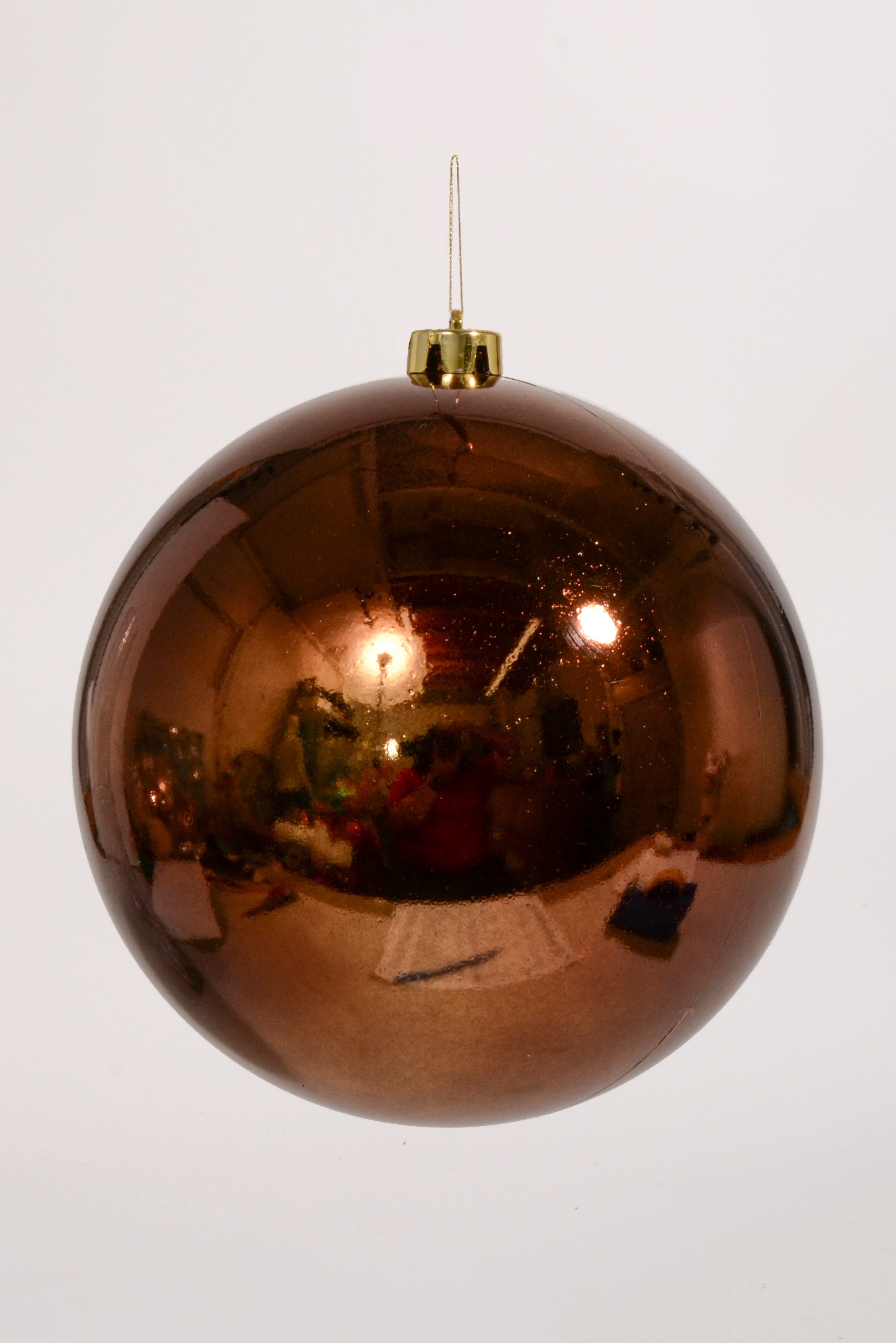 200Mm Shiny Plastic Ball Ornament Brown