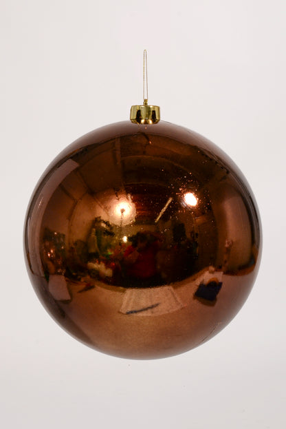 200Mm Shiny Plastic Ball Ornament Brown