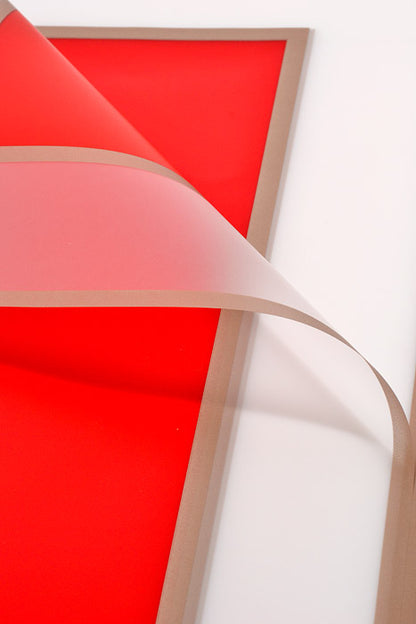 22.5" Gold Edge Flower Wrap Paper Red/Clear Pkg/20