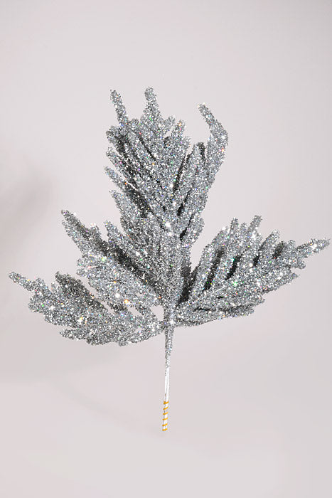 20 Glitter Fir Spray Silver Pkg/4