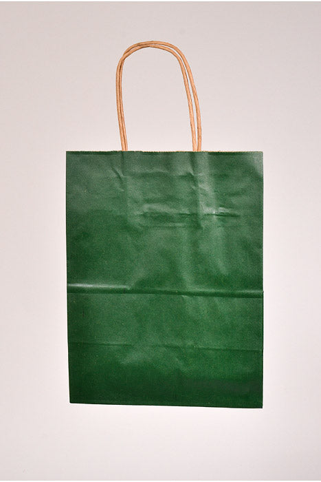 8" X 5" X 10" Cub Kraft Shopping Bag Forest Green Pkg/10