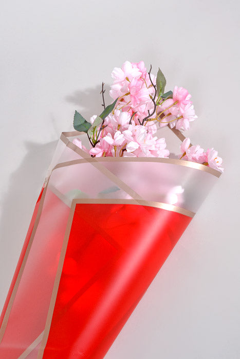 22.5" Gold Edge Flower Wrap Paper Red/Clear Pkg/20