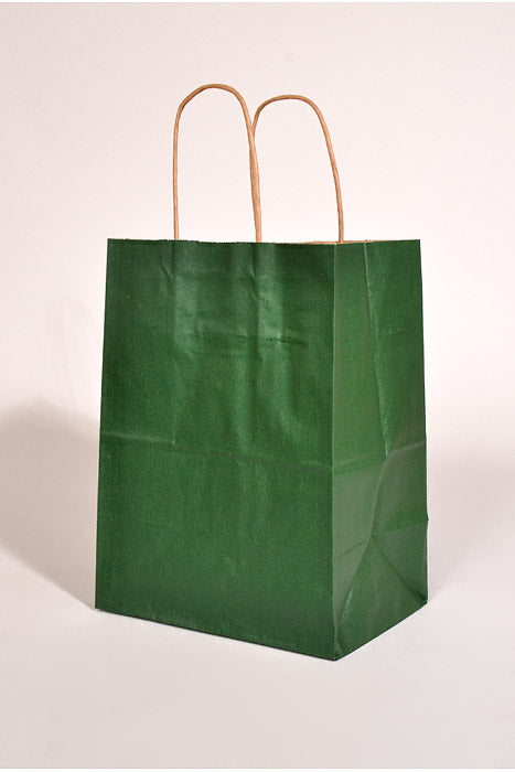 8" X 5" X 10" Cub Kraft Shopping Bag Forest Green Pkg/10