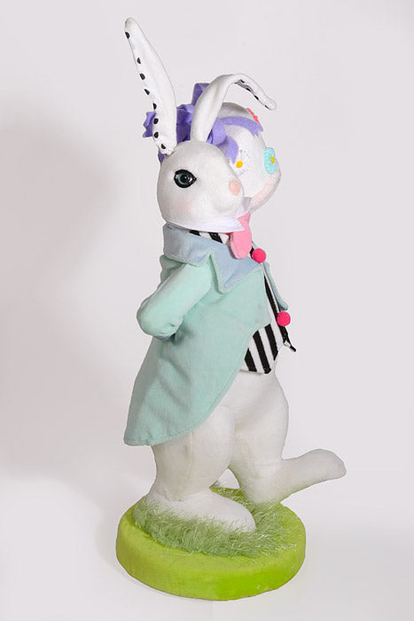 19" Styrofoam Dressed Boy Bunny W/Cake Multi-Color