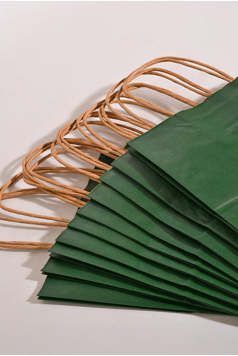8" X 5" X 10" Cub Kraft Shopping Bag Forest Green Pkg/10