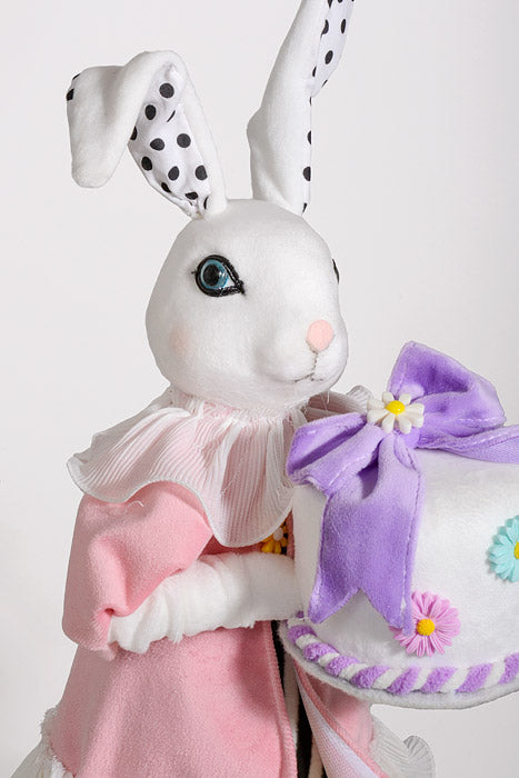 19" Styrofoam Dressed Girl Bunny W/Cake Multi-Color