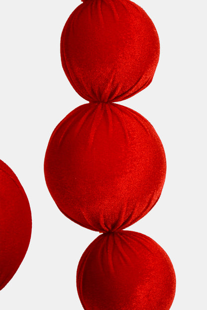 6.5Ft  Velvet Balls Garland Red