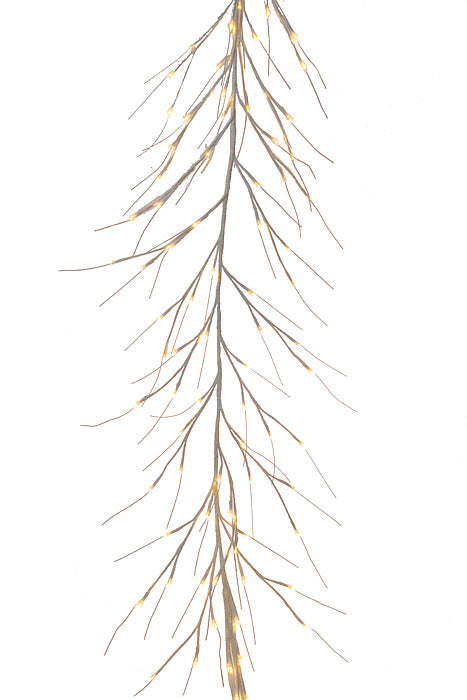 7Ft Faux Twig Garland With Led Lights White