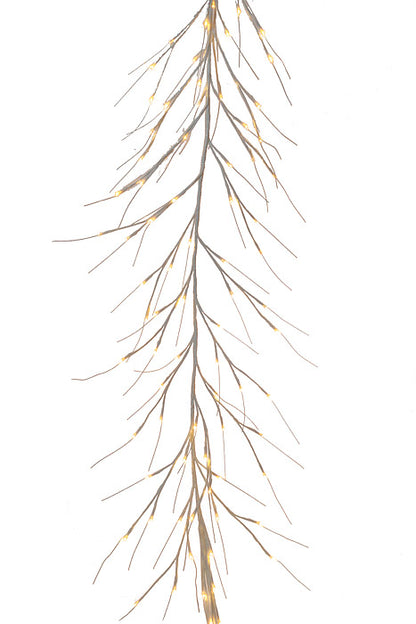 7Ft Faux Twig Garland With Led Lights White