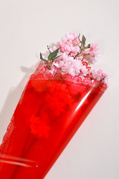 22.5" Flower Cellophane Wrap Paper Red Pkg/20