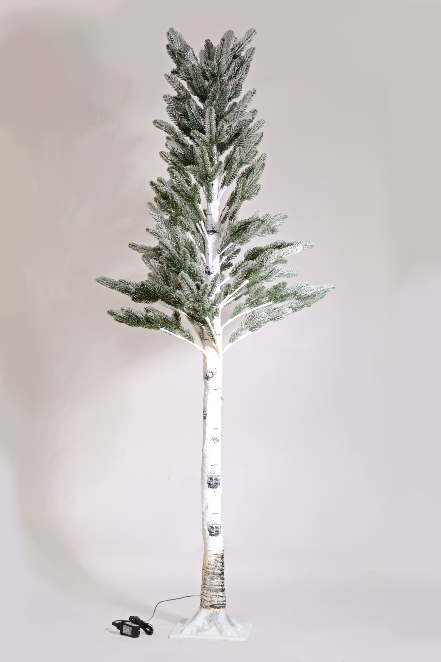 6.5Ft Snow Birch Pine Tree W/Light White/Green