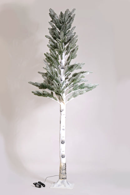 5Ft Snow Birch Pine Tree W/Light White/Green