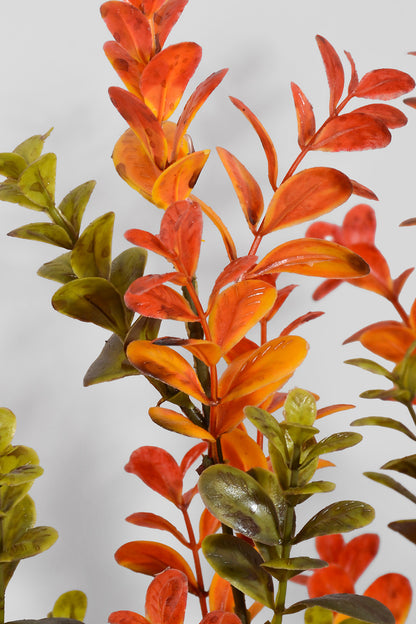 19" Artificial Boxwood Bush Green/Orange