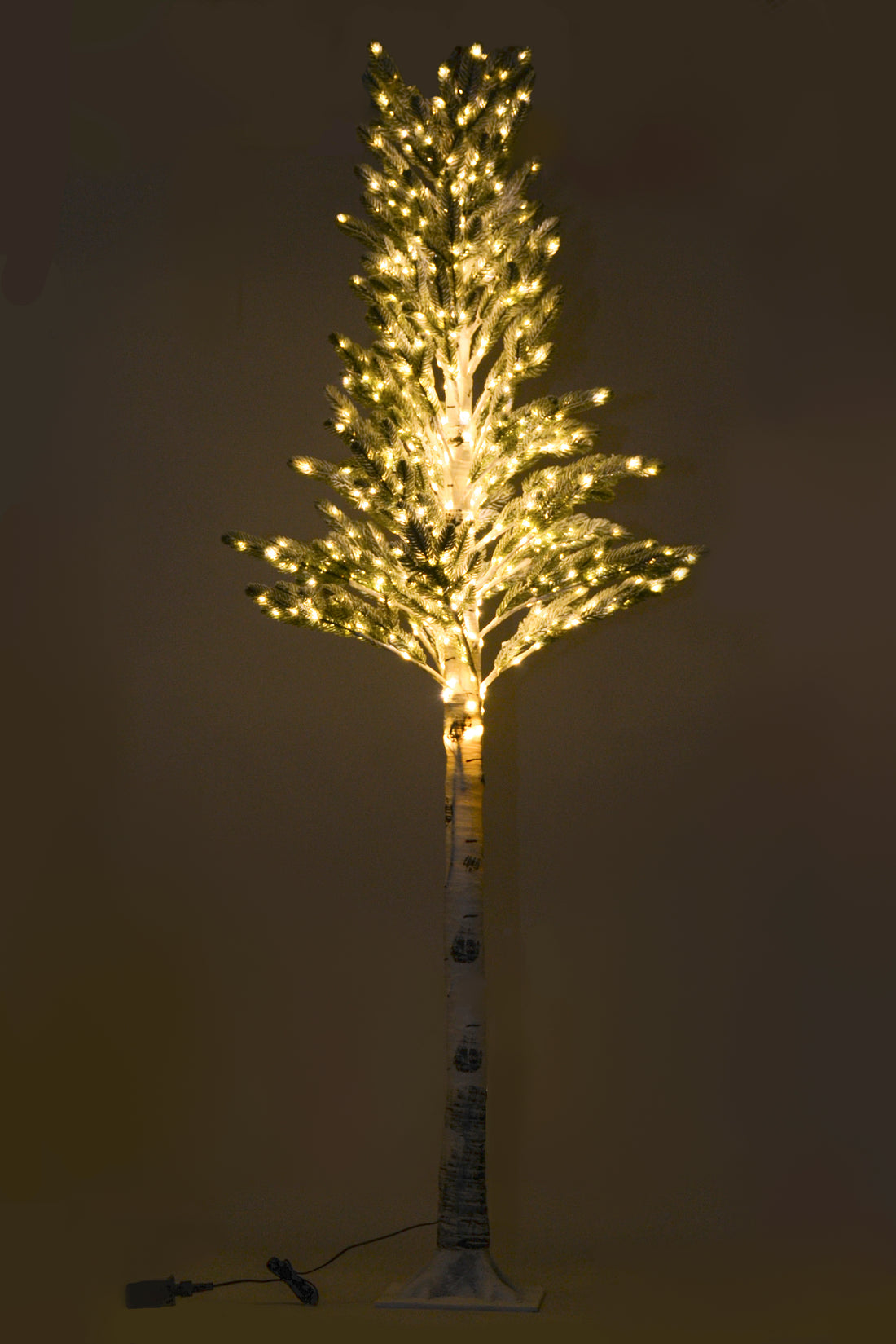 6.5Ft Snow Birch Pine Tree W/Light White/Green