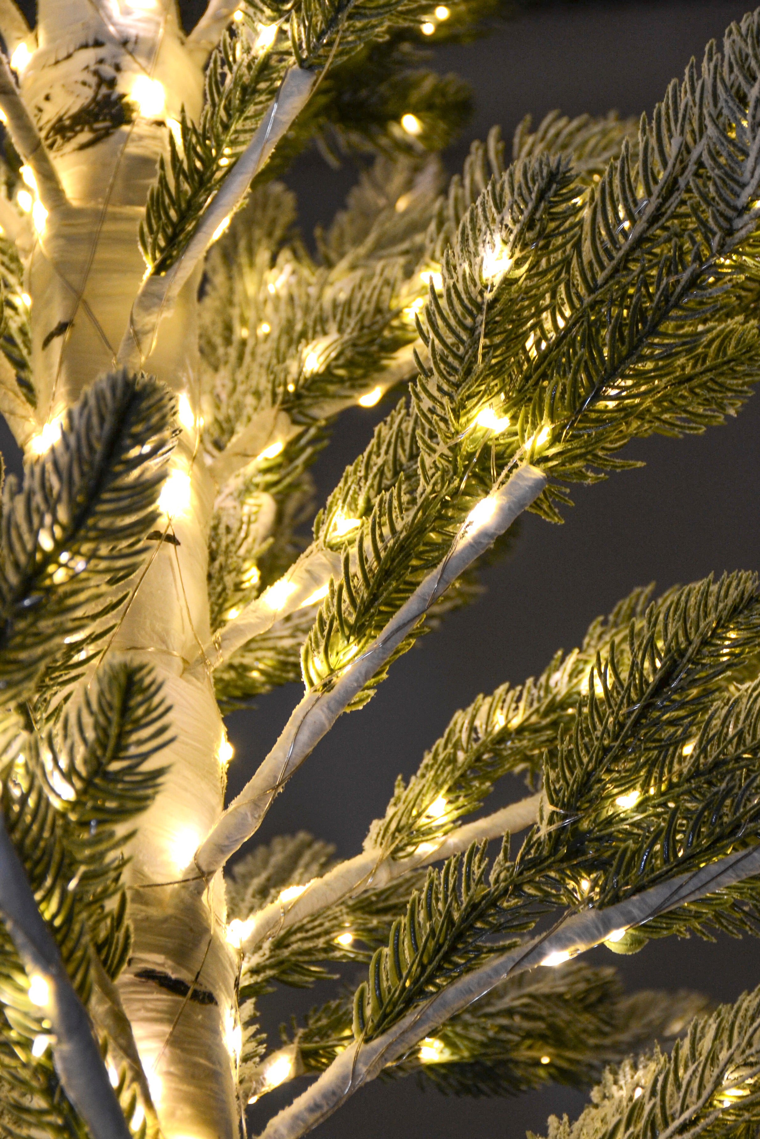 5Ft Snow Birch Pine Tree W/Light White/Green