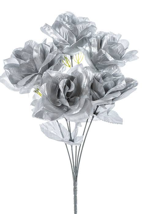 16" Printing Rose Bush Silver