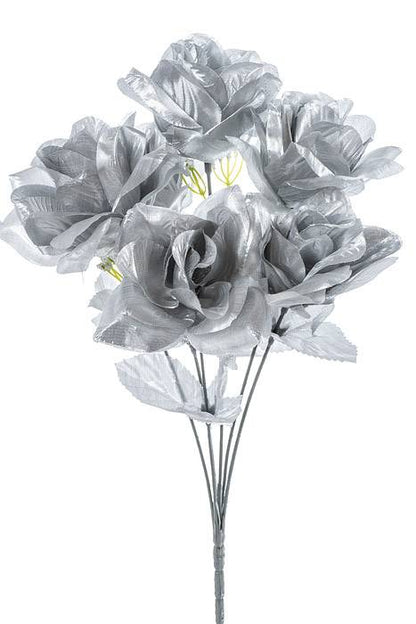 16" Printing Rose Bush Silver
