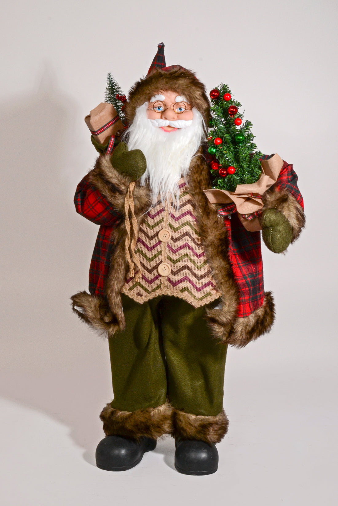 32" Standing Santa Moss Green/Red