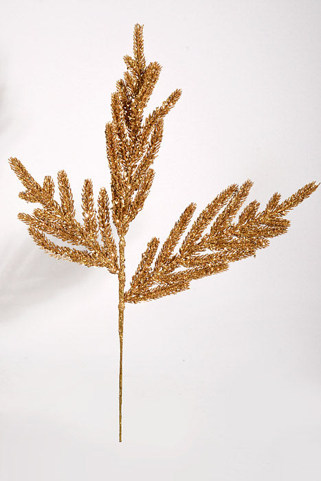 20 Glitter Fir Spray Gold Pkg/4