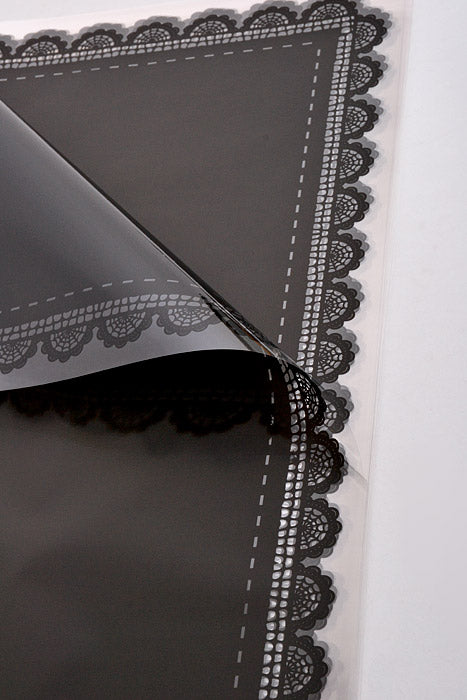 22.5" Flower Cellophane Wrap Paper Black Pkg/20