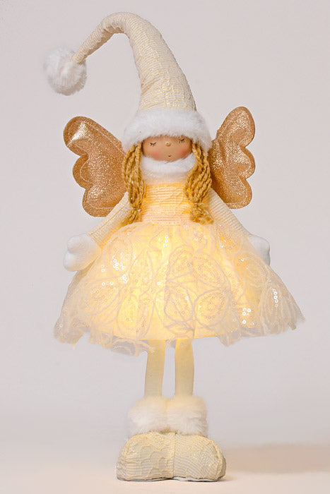 21" Standing Angel With Light Ivory