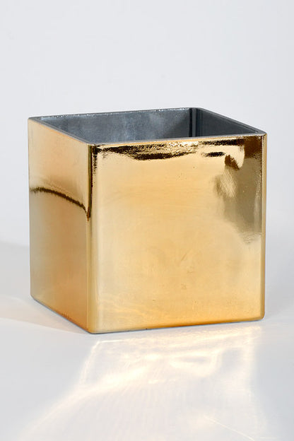 4.75" X 4.75" Square Glass Vase Gold