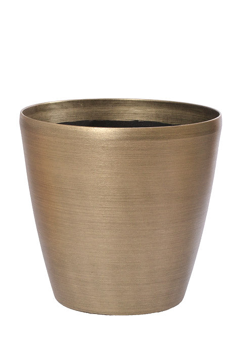 13.2" X 13.75" Fiber Resin Bushed Metal Planter Champagne