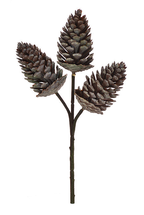 12" Plastic Pine Cone Pick Brown/Green