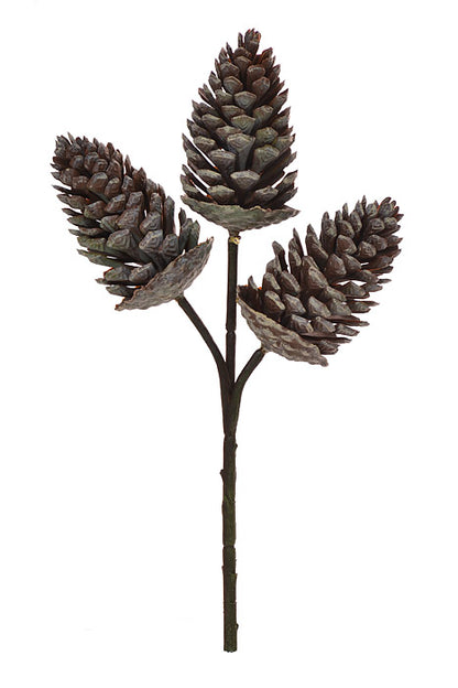 12" Plastic Pine Cone Pick Brown/Green