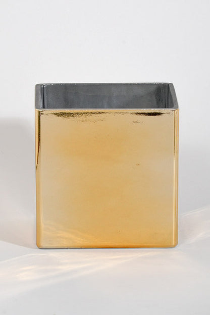 4.75" X 4.75" Square Glass Vase Gold