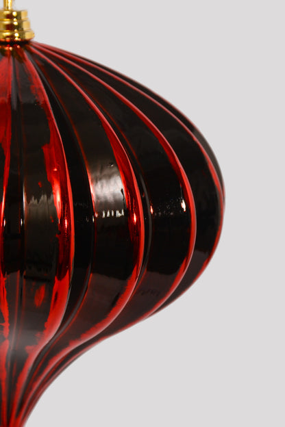 150MM Plastic Ornament Stripe Onion Red/Black