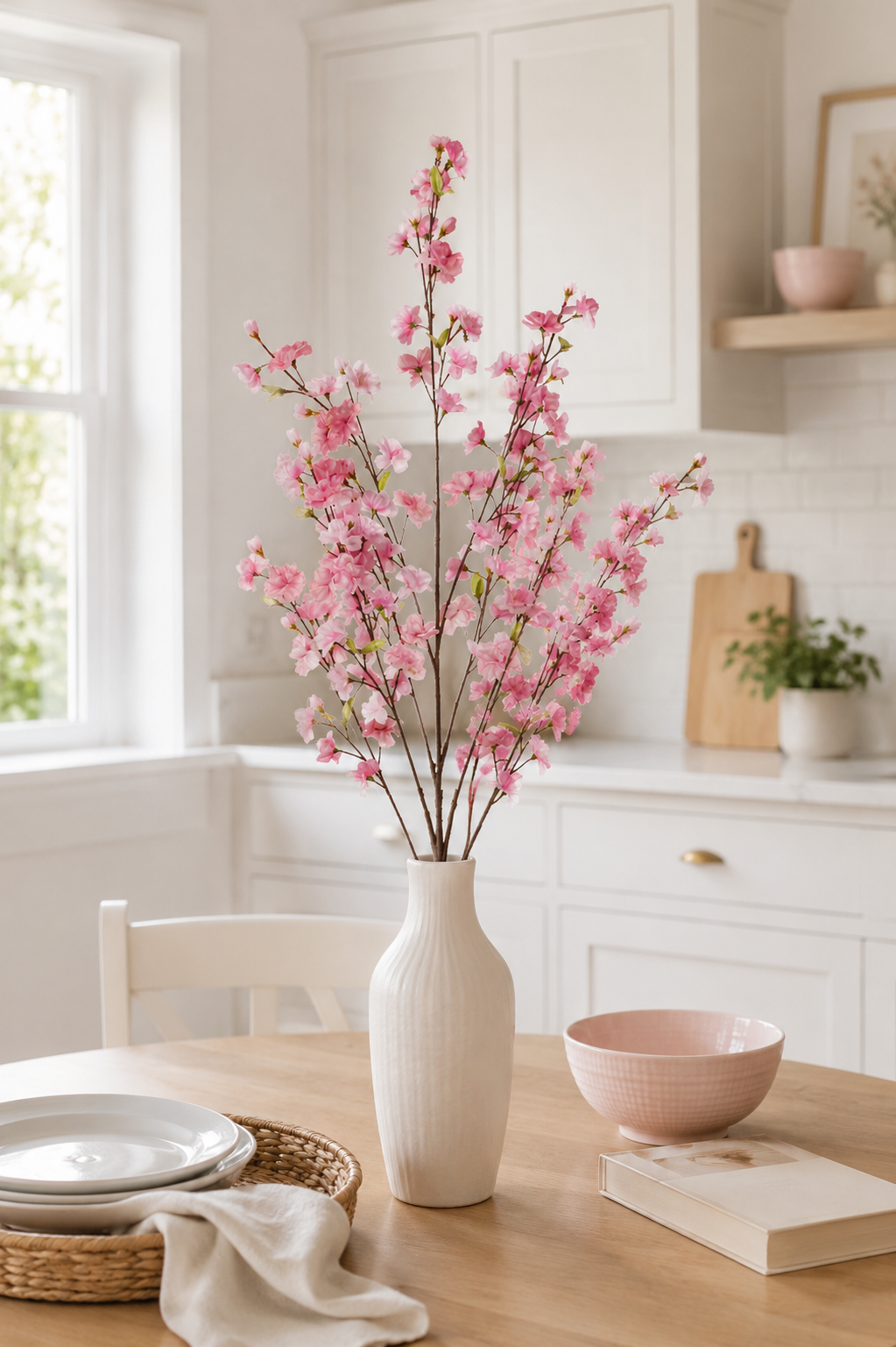 52" Silk Cherry Blossom Spray Dark Pink