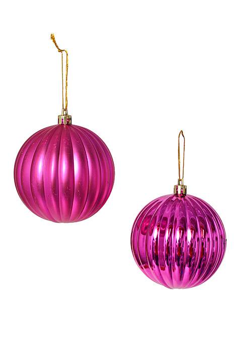 3" Shiny &amp; Matte Plastic Pumpkin Ball Fuchsia Pkg/6