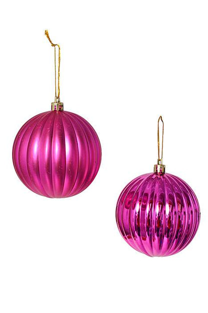 3" Shiny &amp; Matte Plastic Pumpkin Ball Fuchsia Pkg/6