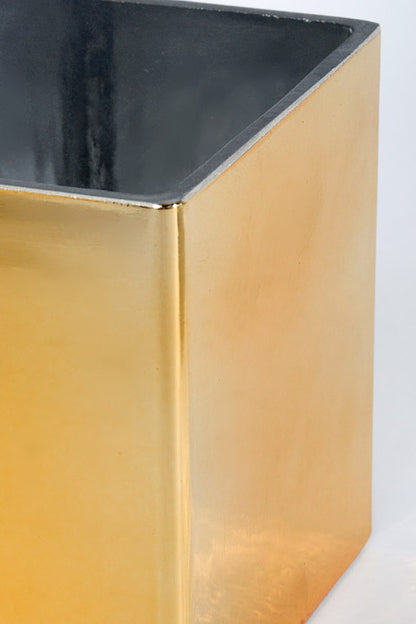 4.75" X 4.75" Square Glass Vase Gold