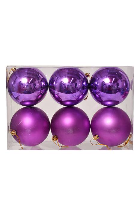 100mm Shiny/Matte Plastic Ball Purple Pkg/6