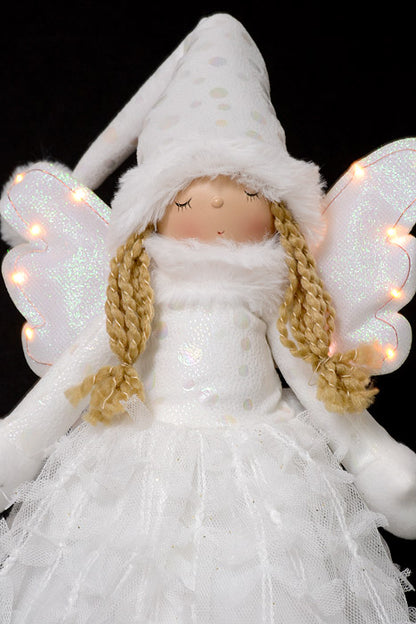 24" Sitting Angel With Light White