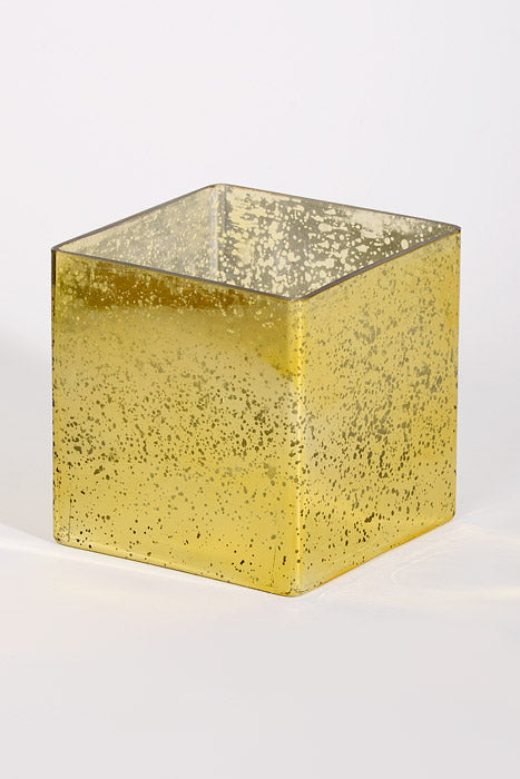 5&quot; X 5&quot; X 5&quot; Mercury Square Glass Vase Gold