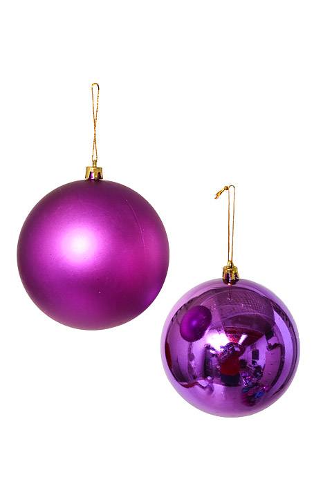 100mm Shiny/Matte Plastic Ball Purple Pkg/6