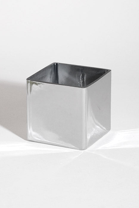 3.90" X 3.90" Square Glass Vase Silver