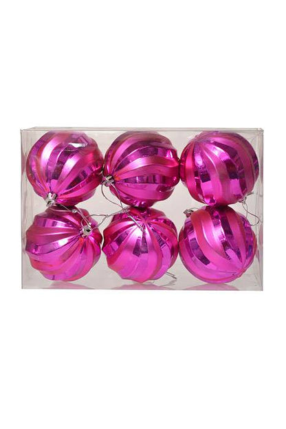 3" Shiny/Matte Pumpkin Ball Fuchsia Pkg/6