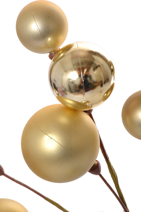 17" Mixed Plastic Ball Ornament Spray Gold