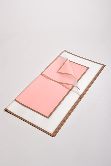 22.5" Gold Edge Flower Wrap Paper Baby Pink/White Pkg/20