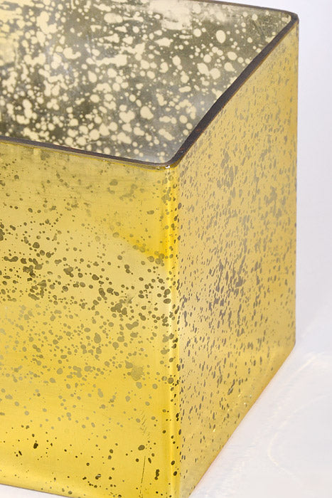 5" X 5" X 5" Mercury Square Glass Vase Gold